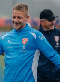 Lukáš Červ na tréninku české fotbalové reprezentace