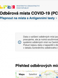 Centrální rezervační systém ministerstva zdravotnictví.