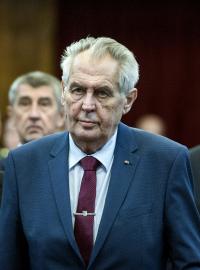 Prezident Miloš Zeman. Velitelské shromáždění náčelníka generálního štábu Aleše Opaty k objasnění úkolů české armády v roce 2019.