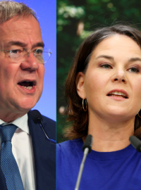 Zleva Armin Laschet (CDU/CSU), Annalena Baerbocková (Zelení) a Olaf Scholz (SPD)